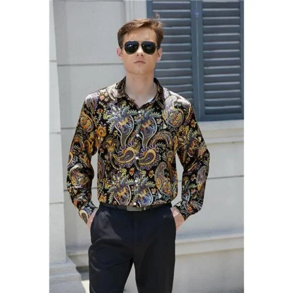 NEW Shiny Silky Satin Shirt for Men Stretchable - Picture 3 of 7